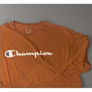 Champion Men's Crew Neck Orange Long Sleeve T Shirt 2XL
